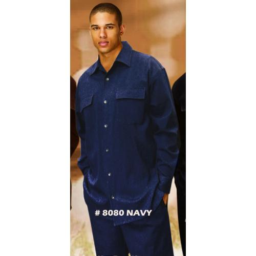 Micheal Irvin Navy Blue Denim 2 PC Outfit With Metal Buttons 8080